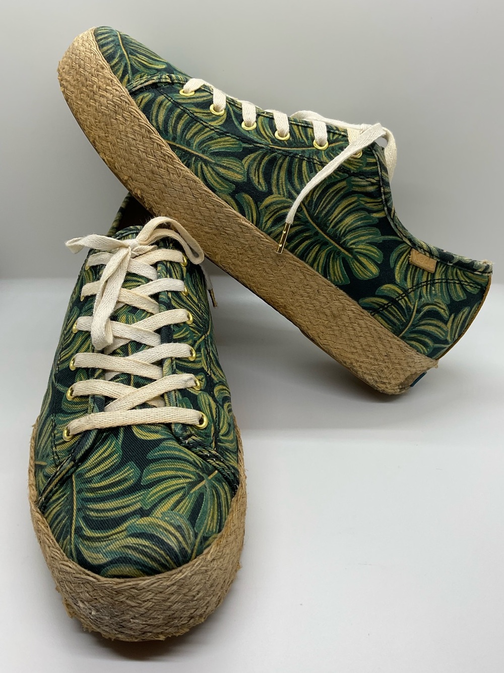 WOMEN'S KEDS X RIFLE PAPER CO TRIPLE KICK PALMS PLATFORM Espadrille SNEAKER 8.5